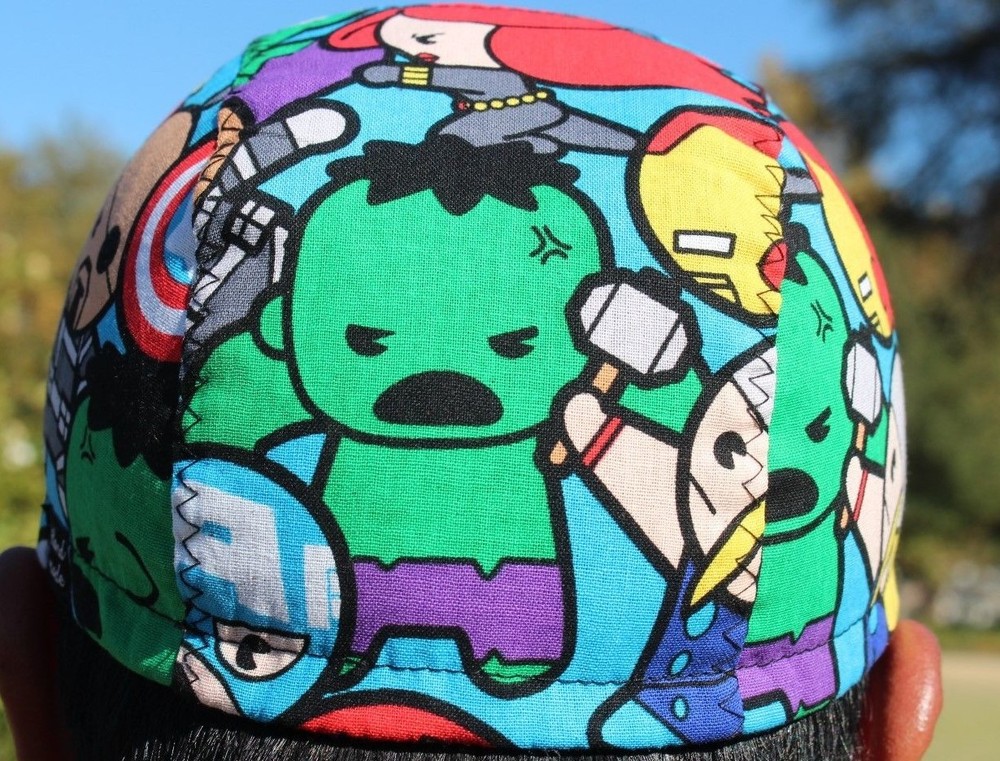 CYCLING CAP MARVEL COMIC 100% COTTON ONE SIZE HANDMADE