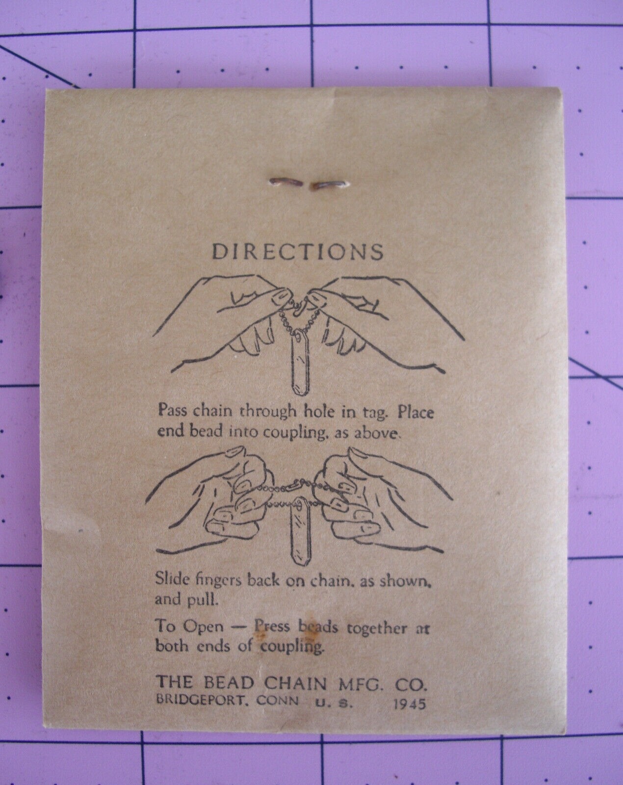 World War II (2) Dog Tag Chains 1945 Sealed Envelope NOS Free Shipping in USA