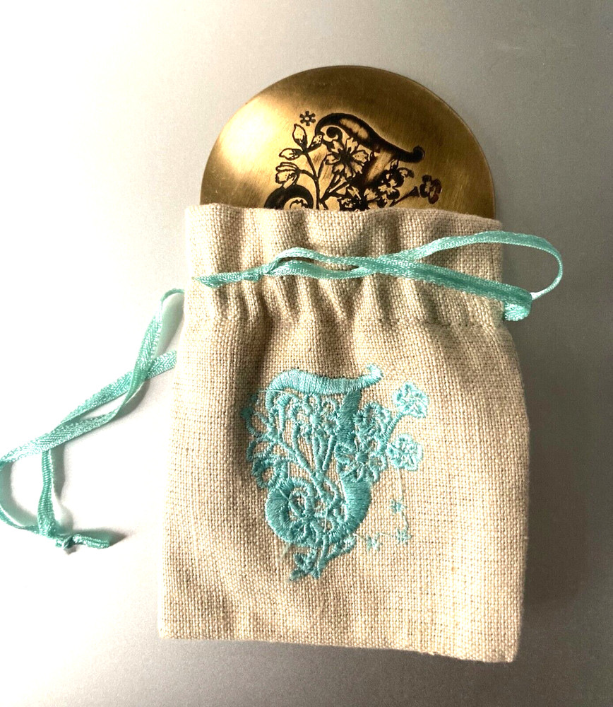 Anthropologie Monogram w/ Initial J Travel Mirror Handheld Round Purse in Pouch
