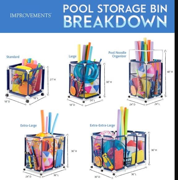 Modern Blue Pool Storage Bin - Extra Large | Perfect Contemporary Nylon Mesh ...