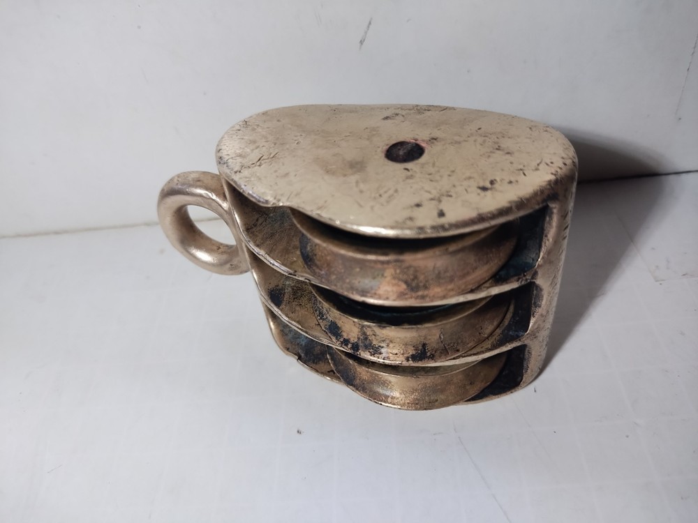 Antique Heavy Brass Nautical Rigging Pulley
