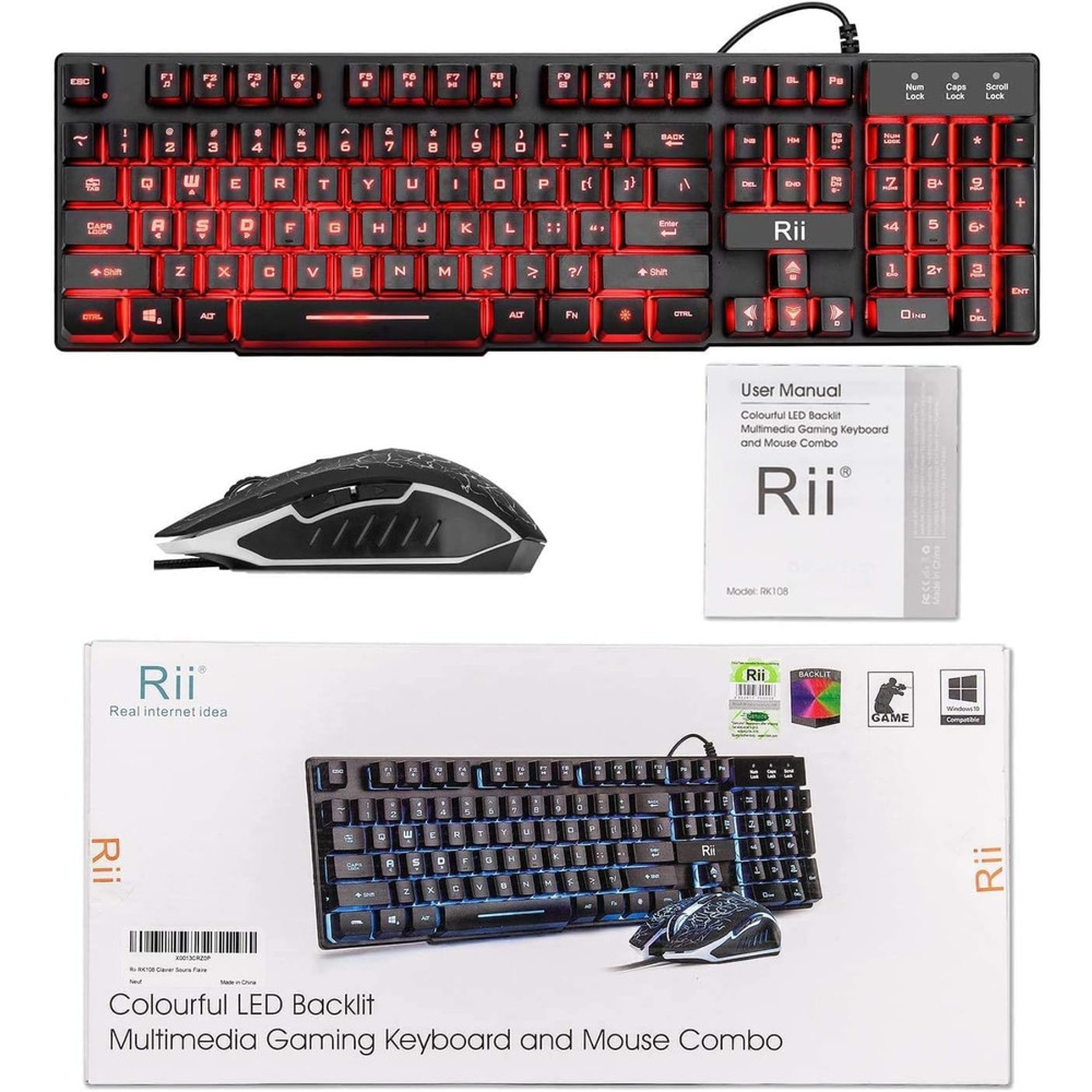 Computer Desktop Gaming Keyboard and Mouse Mechanical Feel LED Light Backlit