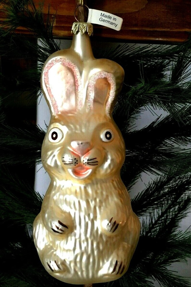 VINTAGE-NEW Lauscha Glas Creation Easter Bunny/Rabbit Glass Ornament Germany
