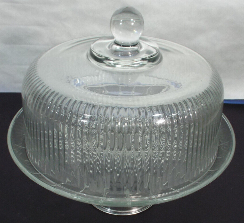 Anchor Hocking Monaco Clear Round Glass Polished Cake Set STD Crystal