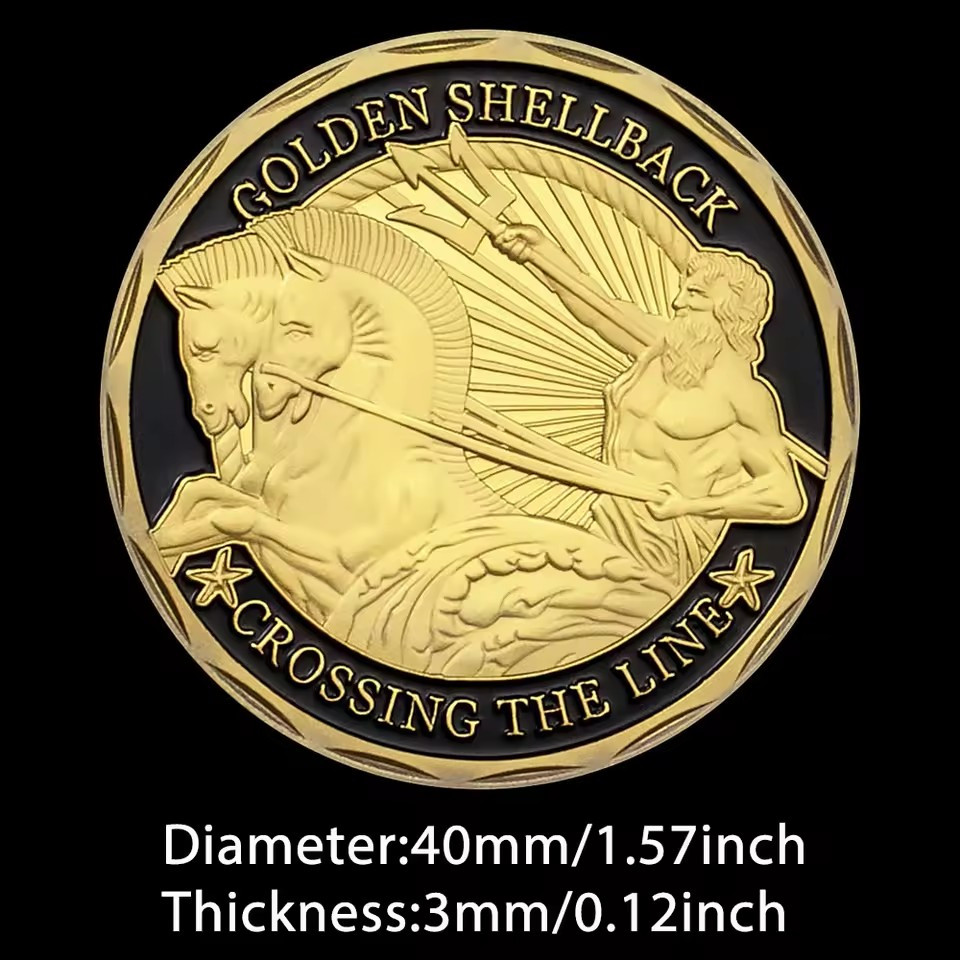 Golden Shellback Challenge Coin - Excellent Gift