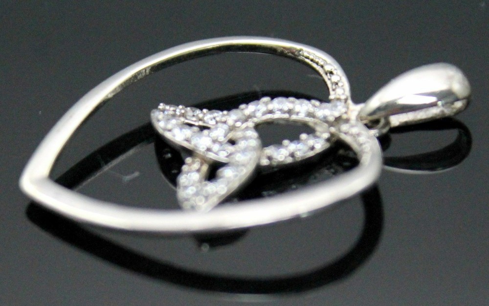 HALLMARK OPEN HEART WITH CZ STERLING SILVER PENDANT