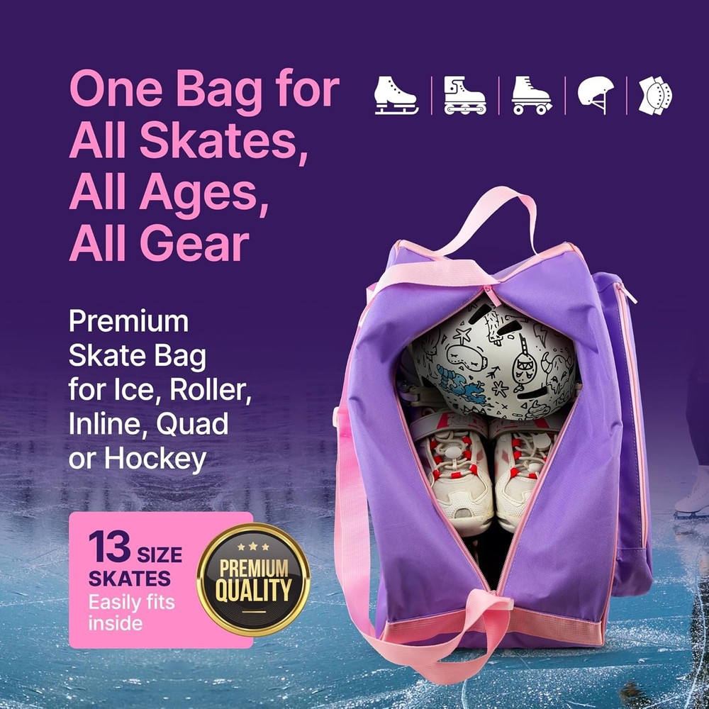 Premium Skate Bag for Roller, Ice, Inline & Quad Skates - Lightweight & Durable