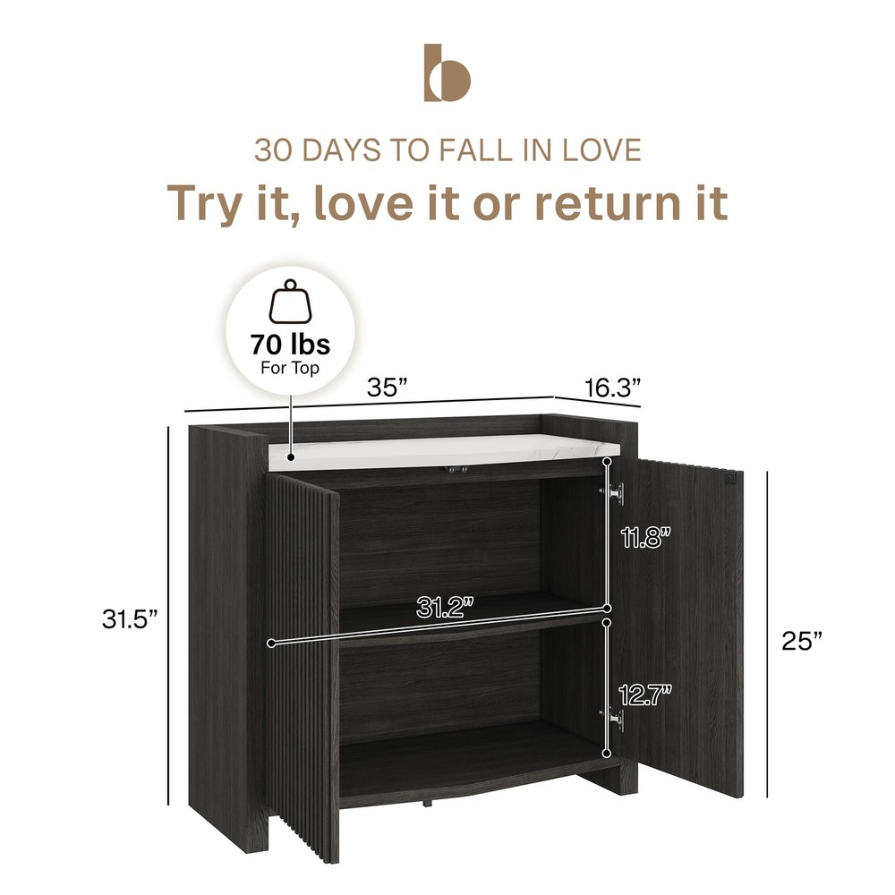 35 Inch Sideboard Buffet Cabinet with Storage, Ebony