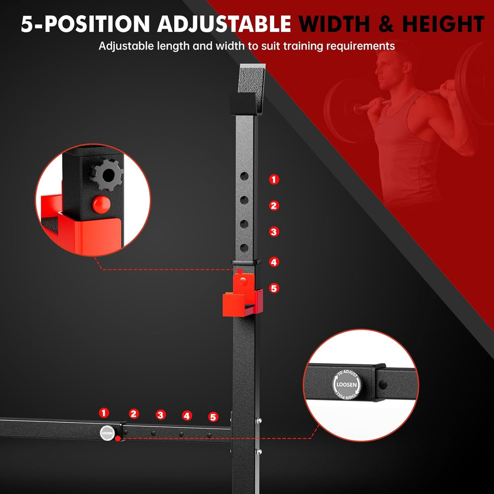 Adjustable Squat Rack, 550LBS Multi-Function Barbell Rack for Weight Lifting and