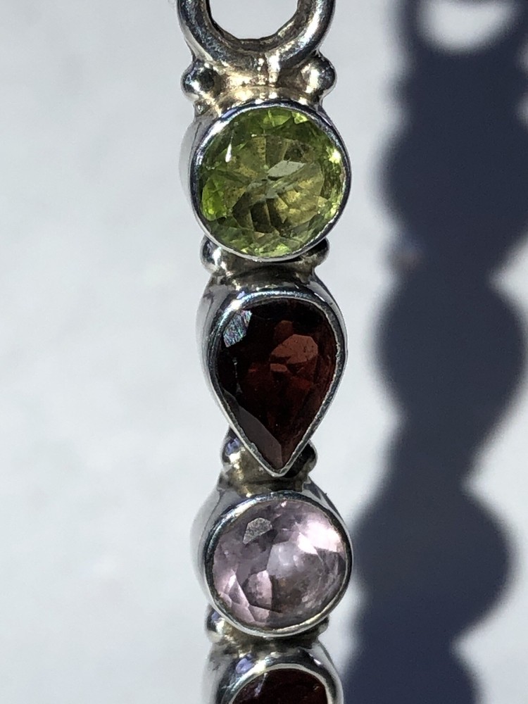 Handcrafted Mixed Gemstones Pendant 1.625”