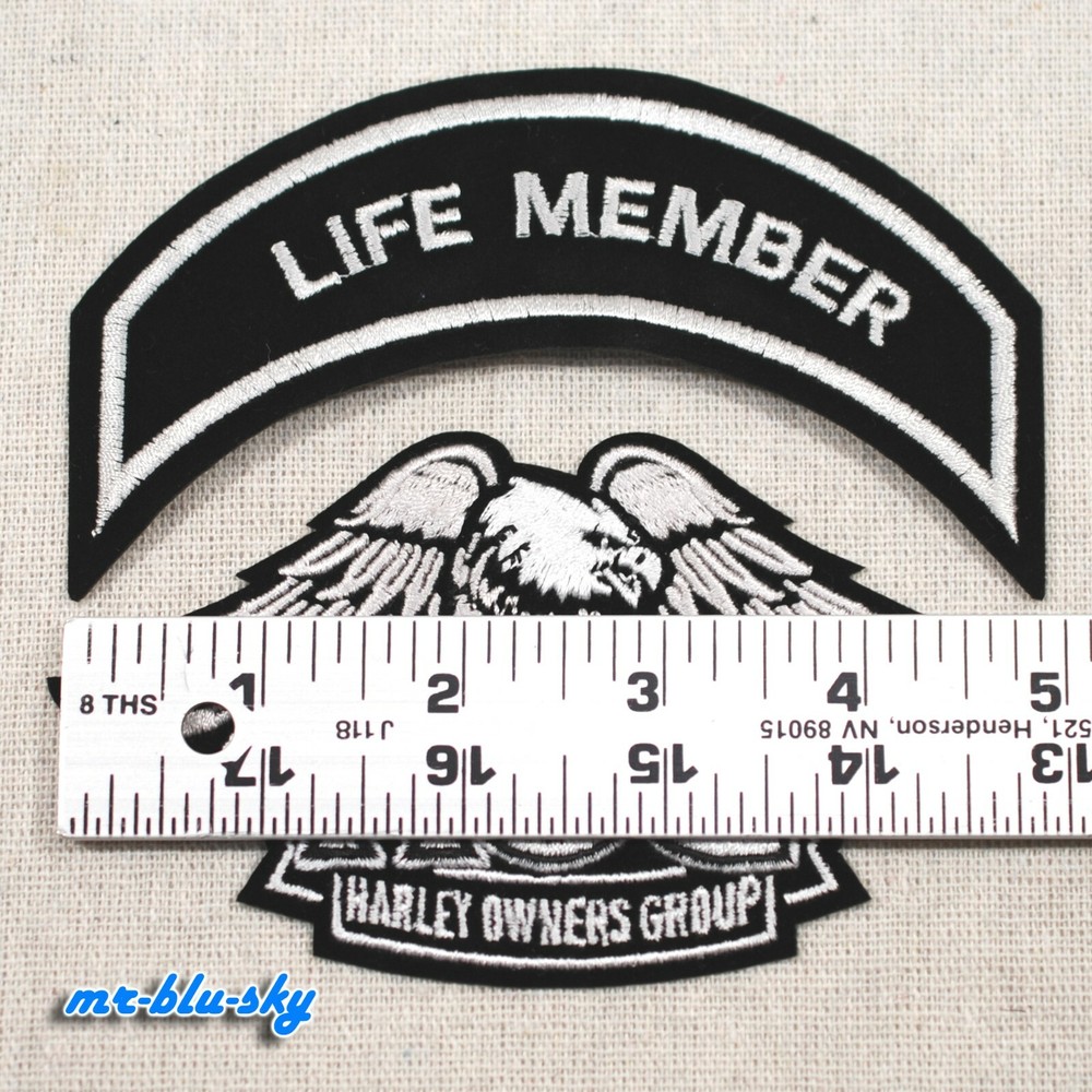 Small Silver Life & Eagle Patch Set ~ Harley Davidson Owners Group HOG
