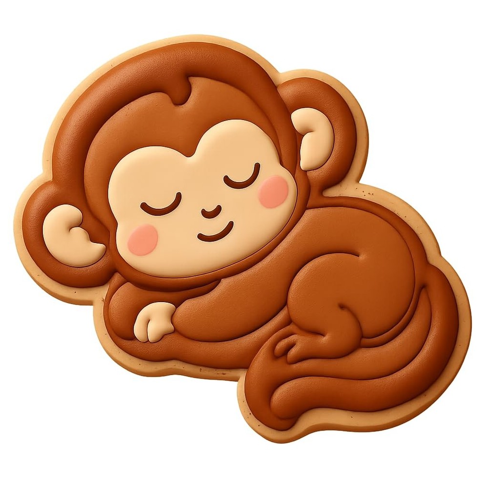 Sleeping Chibi Macaque Cookie Cutter & Stamp - 4x3