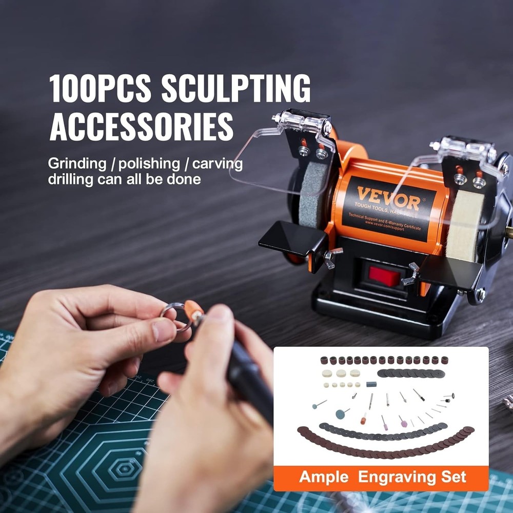 Professional-Grade Bench Buffer Grinder with Durable Motor & Safety Features