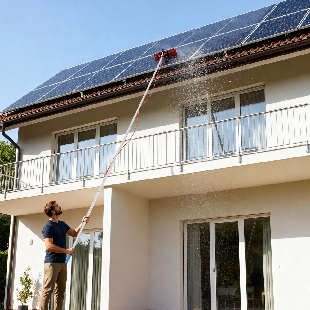 Cleaning Brush & Pole Cleaning Kit Solar Panel Outdoor Window Clean Tool Kits