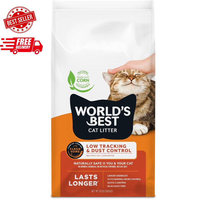 WORLD'S BEST CAT LITTER Low Tracking & Dust Control Multiple Cat Unscented
