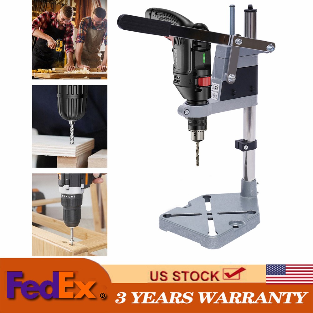 Portable Bench Clamp Drill Press Stand Adjustable Drilling Pedestal Holder Tool