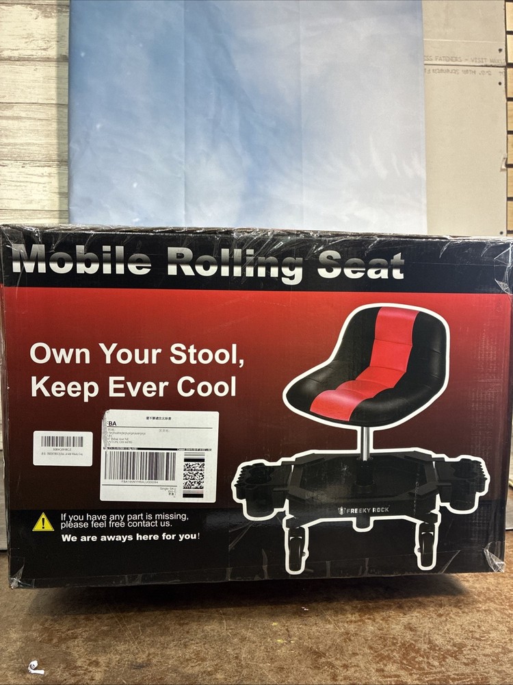 Adjustable Rolling Mechanic Stool with Wheels 400 LBS Capacity Red 💥