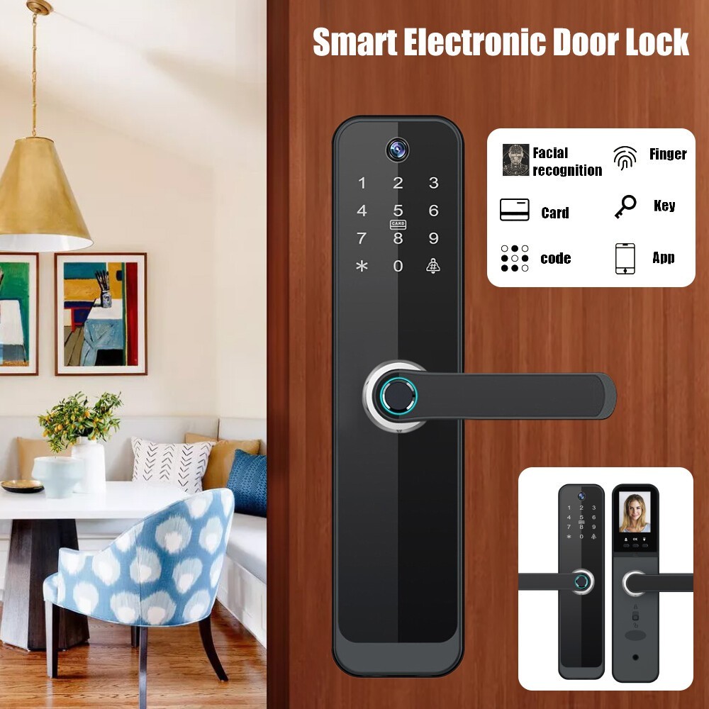 NEW Face Recognition Tuya Wifi Smart Door Lock Visual Intercom Fingerprint