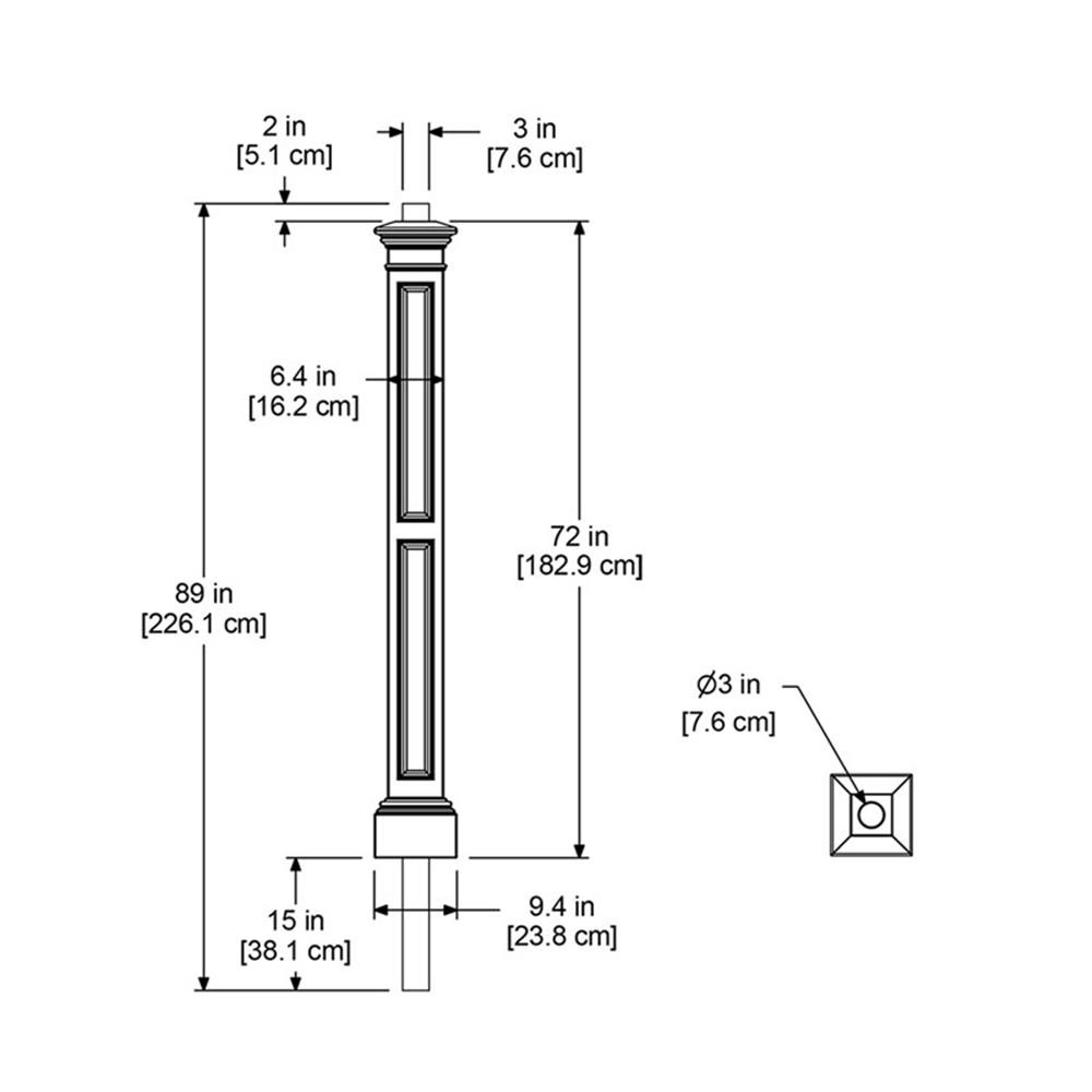 Pemberly Row Traditional Plastic Lamp Post with Mount in Black