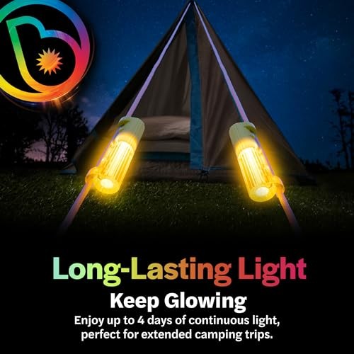 LED Tent String Lights - Keep Tent Guy-Lines Visible at Night - 2-Pack