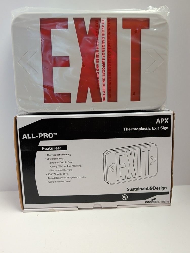 Cooper Lighting All-Pro APX7R  Thermoplastic EXIT SIGN NEW