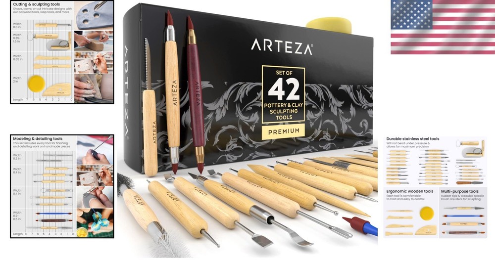 42-Piece Pottery & Sculpting Tools Set