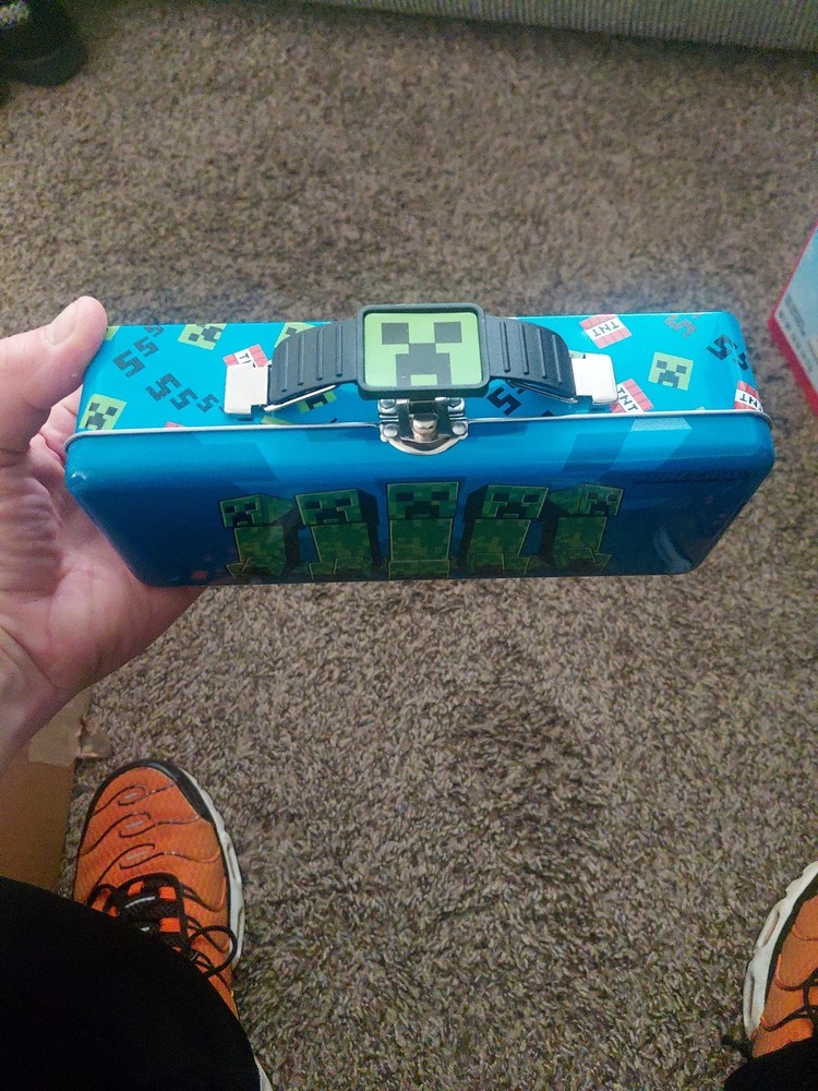 Minecraft Green Tin Tool Box Handle Latch/Hinge NEW Pencil Box Storage 2021