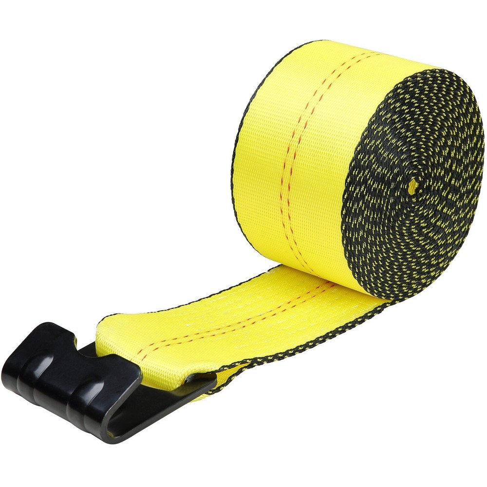 4"x30' Winch Straps 6000lbs Capacity Flat Hook Tie Downs Cargo Control Yellow