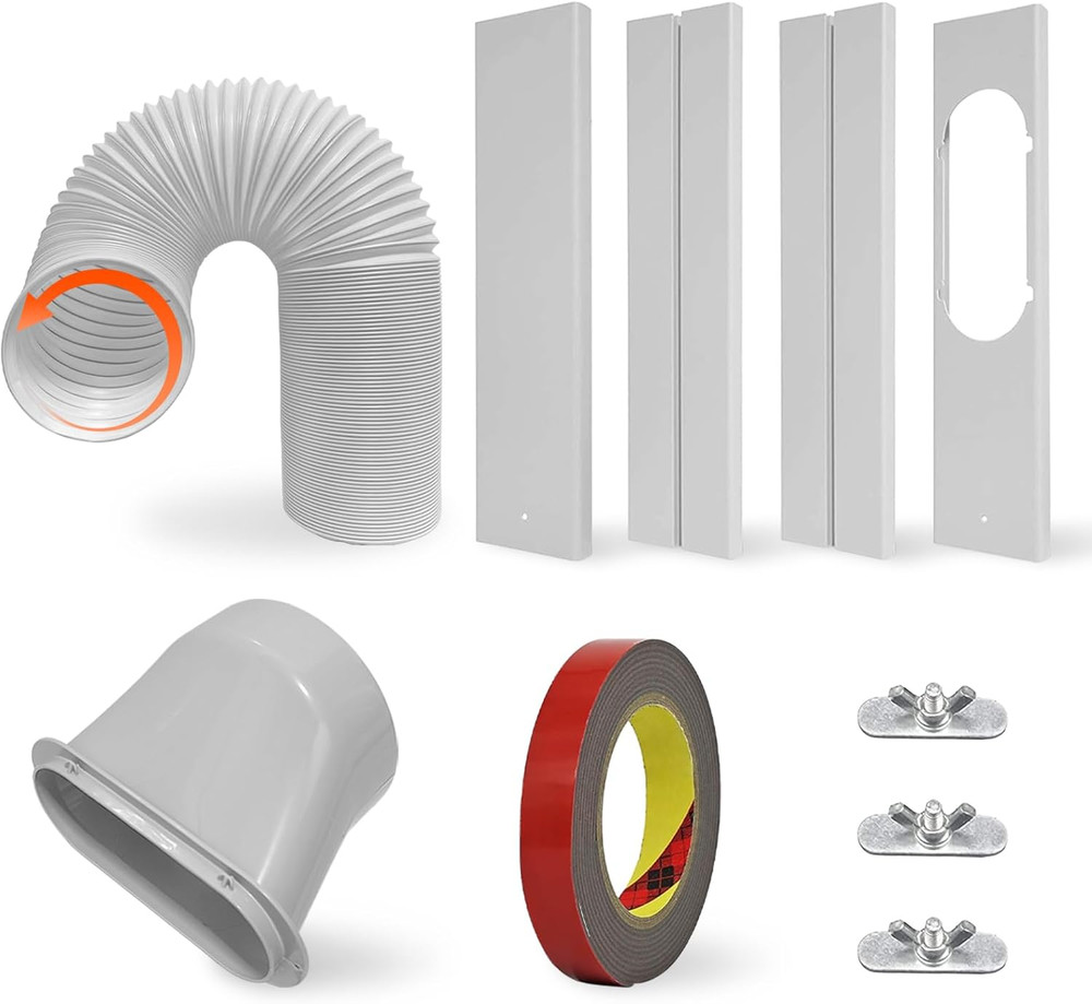 Portable AC Window Vent Kit with 59" Hose, 5.9" AC Window Seal, Adjustable for V