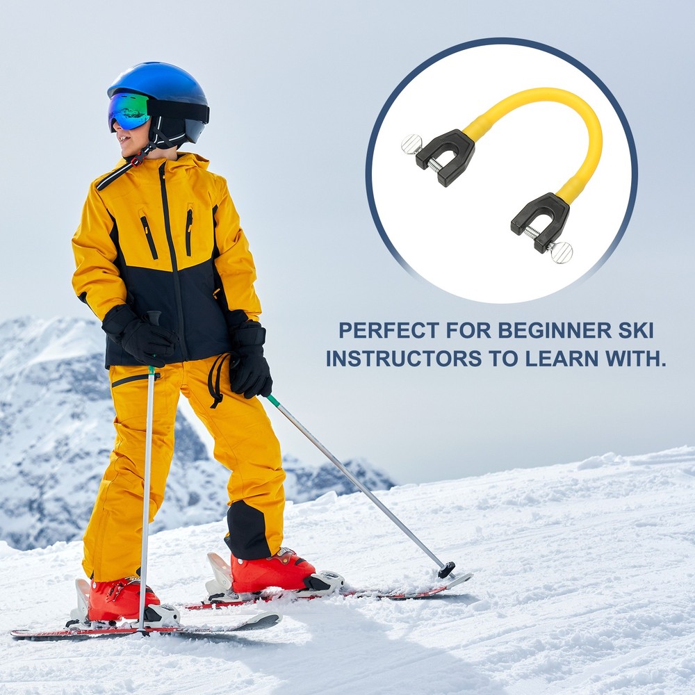Ski Tip Connector, Snowboard Clip Ski Training Aid Basic Turning 2 Pcs & Yellow