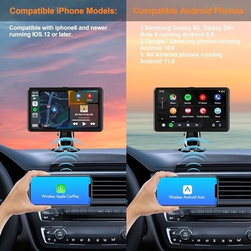 Wireless Carplay Stereo 7" Screen, Android Auto, Bluetooth, FM, Navigation, Voic