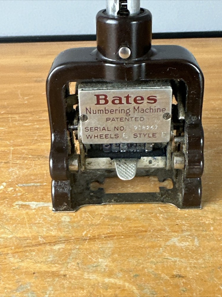 Vintage Bates Numbering Machine 6 Wheels Style E automatic Numerical Stamper
