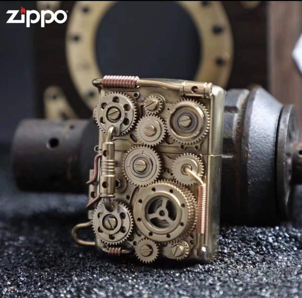 New Zippo oil Lighter SteamPunk solid brass Armor with box
