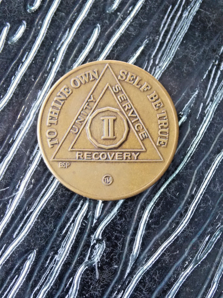 Alcoholics Anonymous 2 Years AA Medallion Chip Coin Token,
