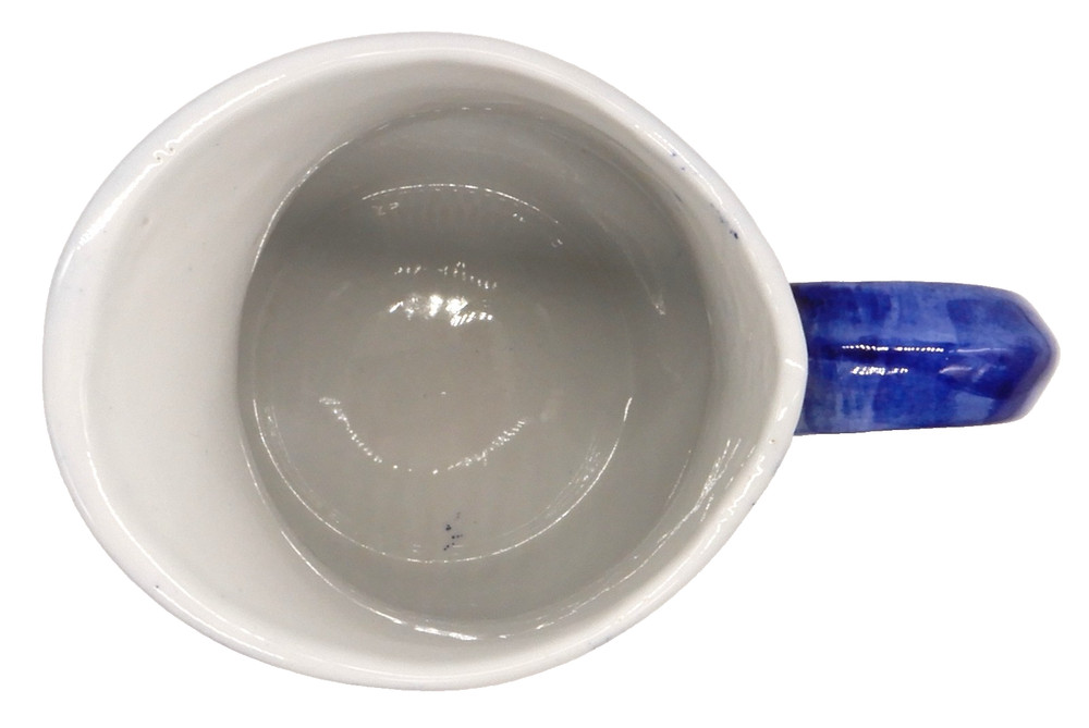Blue & White Fishnet Pattern Ceramic 32 oz. Pitcher 6.75” Tall