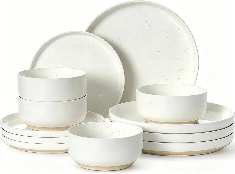Plates and Bowls Sets, Dinnerware Sets for 4, 12 Pieces Scratch Resistant Dishwa