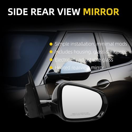 Side Rear View Mirror Compatible with 2021-2024 Right Passenger Side