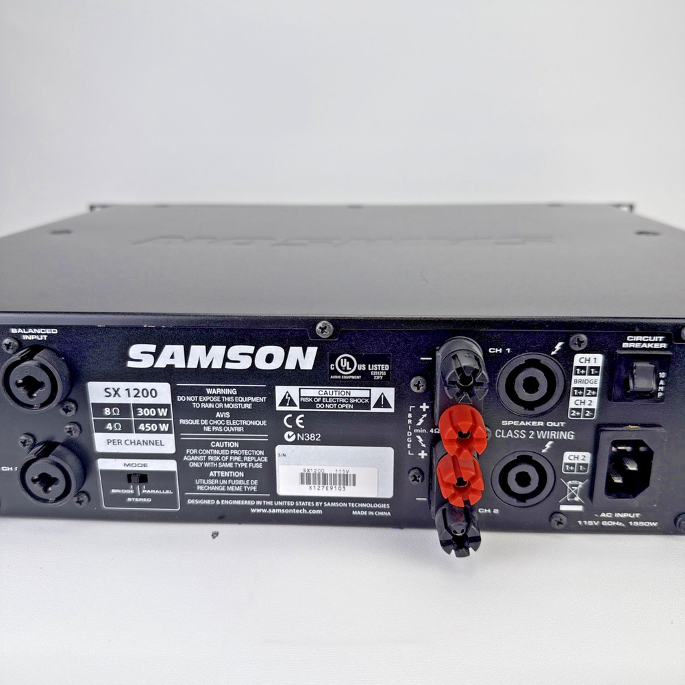 Samson SX1200 PA Speaker Amplifier Rack Mountable. 900 Watts Max Usable Power