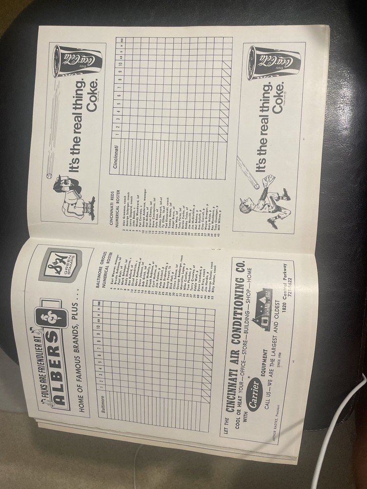 1970 World Series program Unscored From Cincinnati.