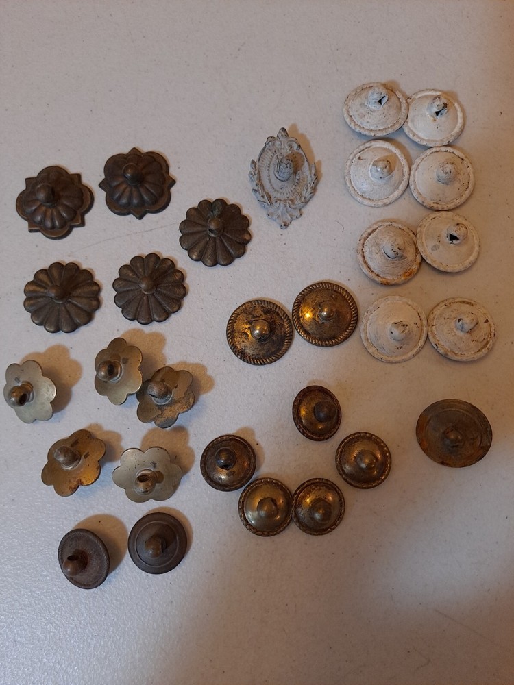Assorted Lot Bundle Of Old Vintage Hardware Pieces Drawer Pulls for repair