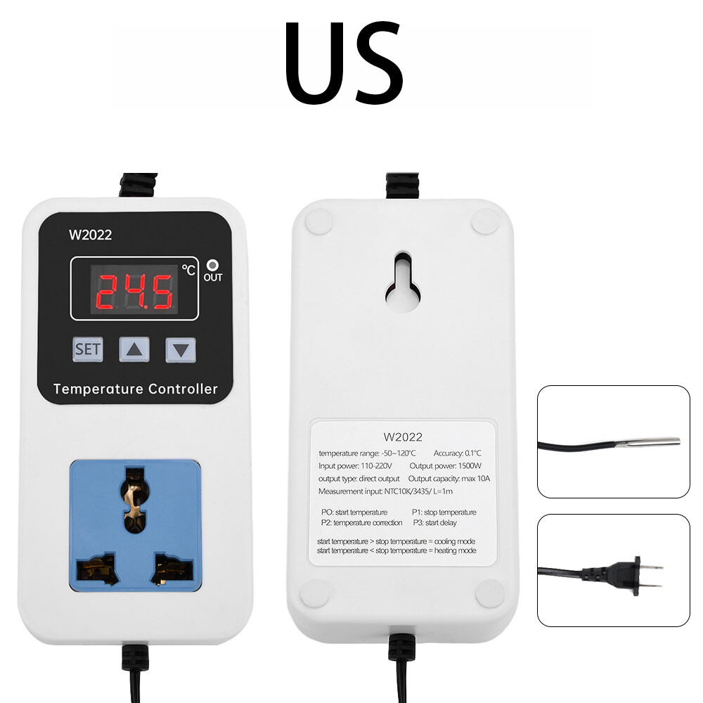 W2022 Digital Temperature Controller Thermostat Timer Switch Socket w/NTC Sensor