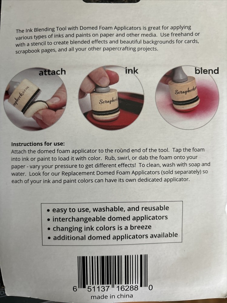 Cardmaking, Foam Applicator Tool w/ Replacement, Supplies, Ink Blending, Domed,