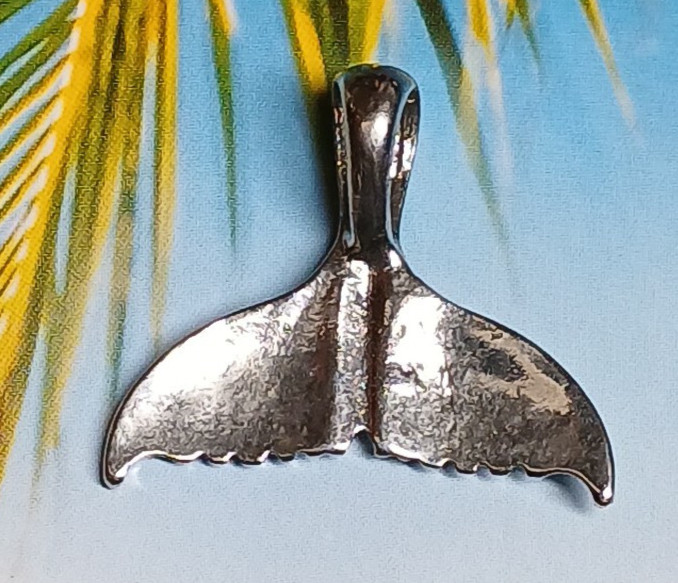 Vintage Silver Tone Whale Tail Pendant