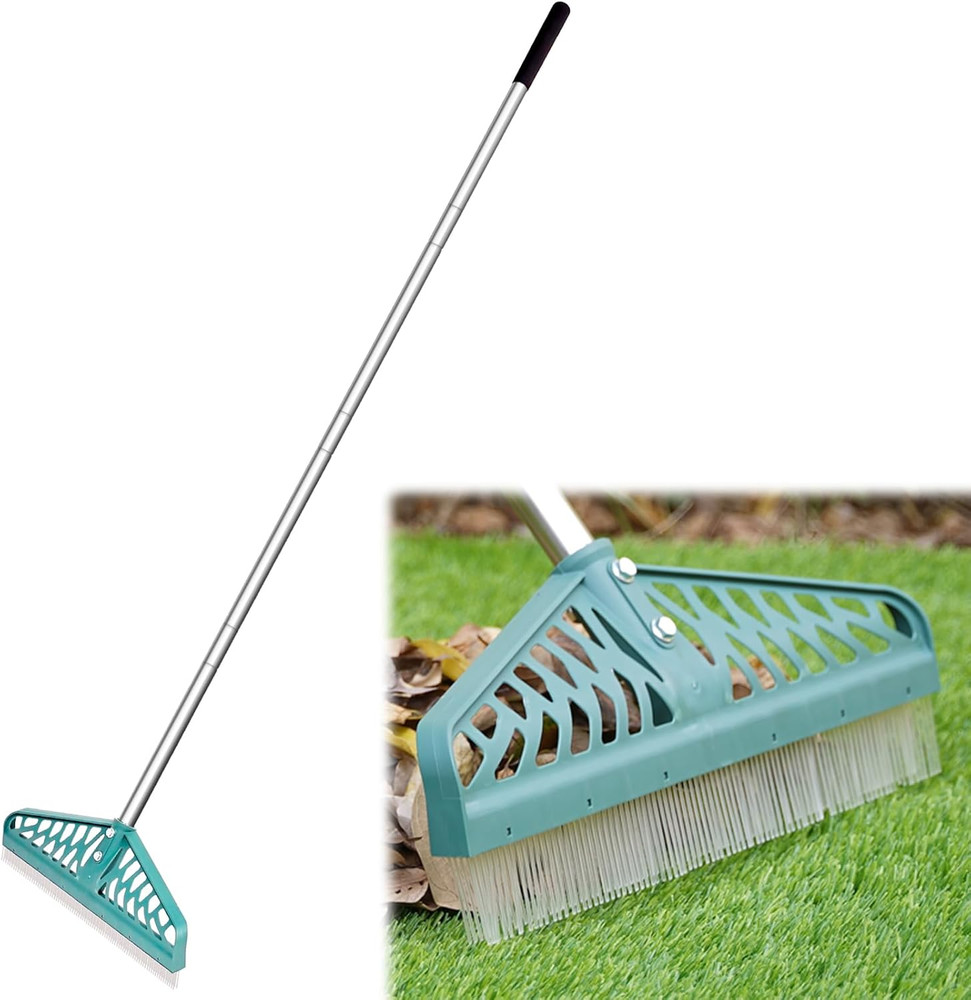 Artificial Turf Rake with Adjustable Steel Handle from 32 to 61 Inch, Durable Ca