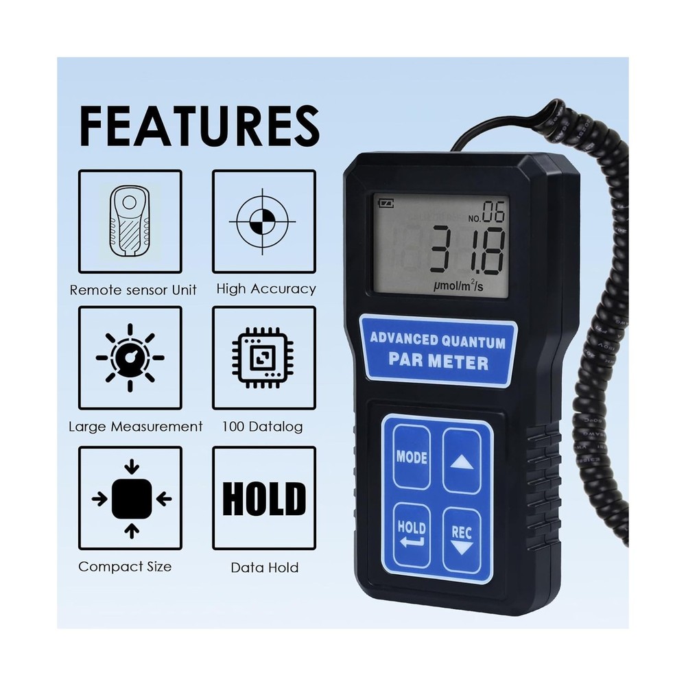 PAR Meter Quantum Par Meter for Led Grow Lights PPFD Tester with Data Logging...