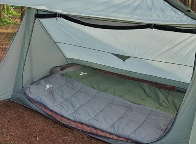 Lightweight Mummy Sleeping Bag 2.87lbs, Backpacking Sleeping Bag 42℉ STONE GREY