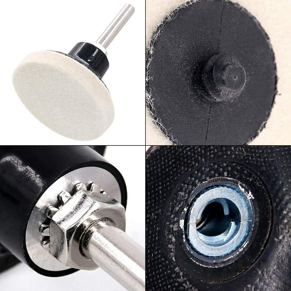 16PC 3" Quick Change Felt Buffing Disc Roll Lock Type R Compressed Wool Wheel