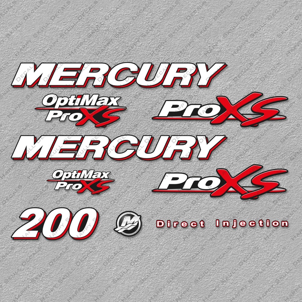 Mercury 200 HP Pro XS 2006-2012 outboard engine decals sticker set