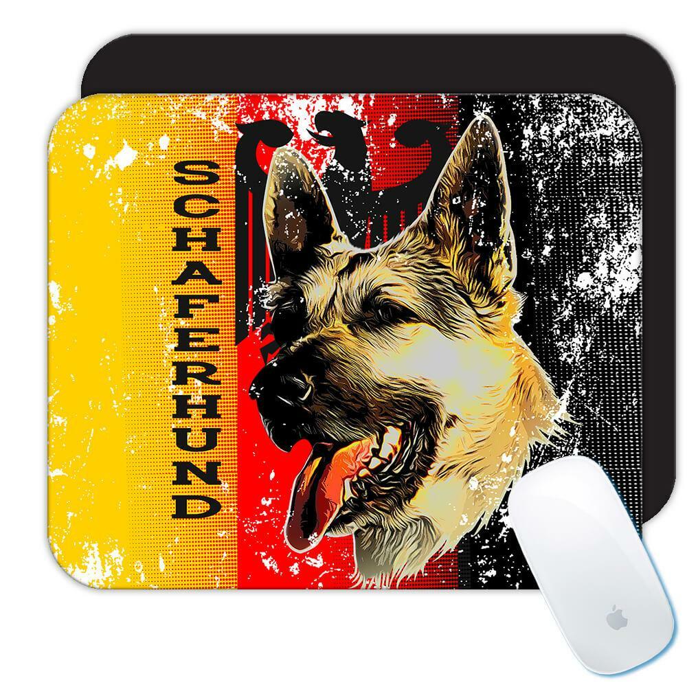 Gift Mousepad : Schaferhund German Flag Crest Shepherd Dog