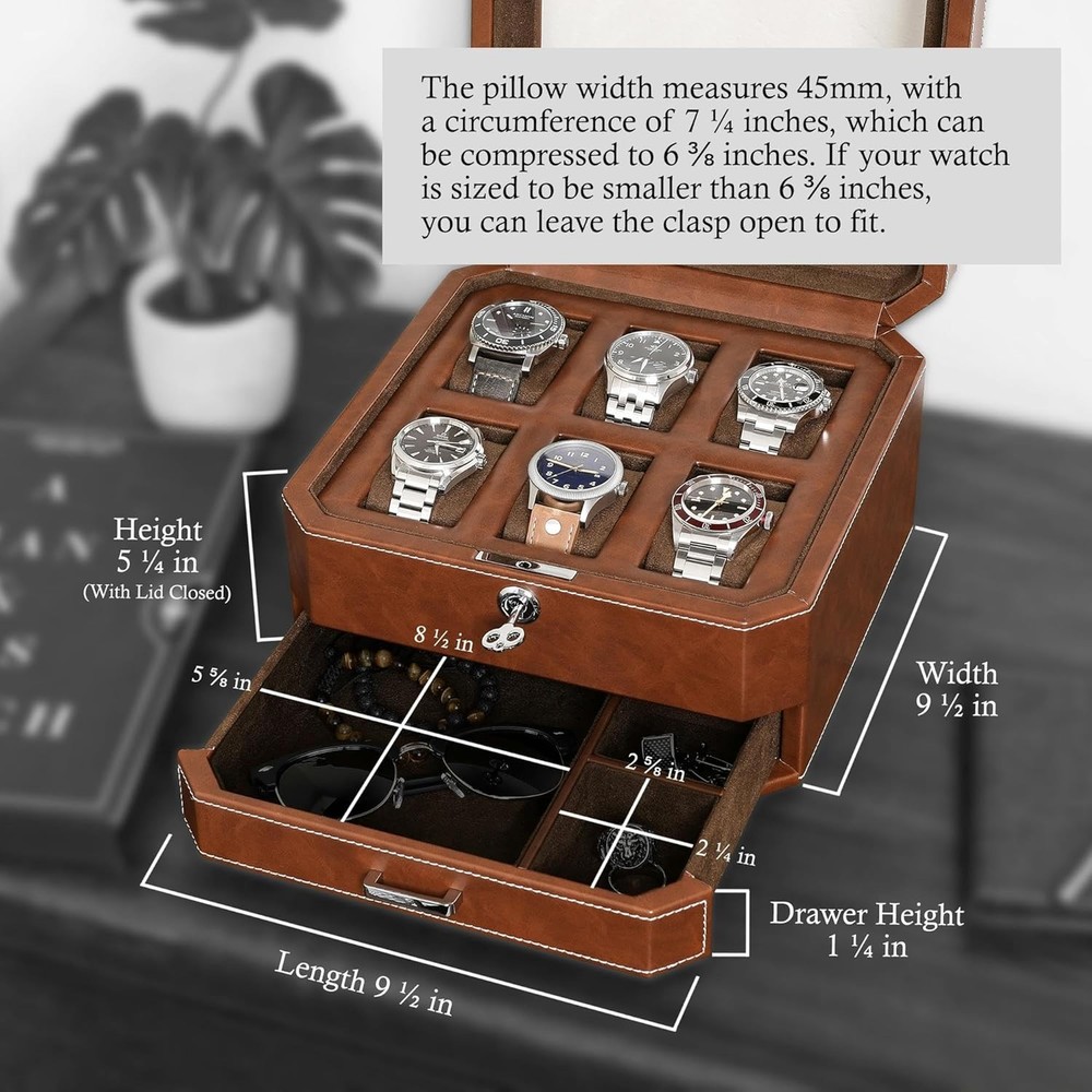 Modern Leather Watch Display Case - Drawer Organizer